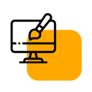 Computer screen with paintbrush icon