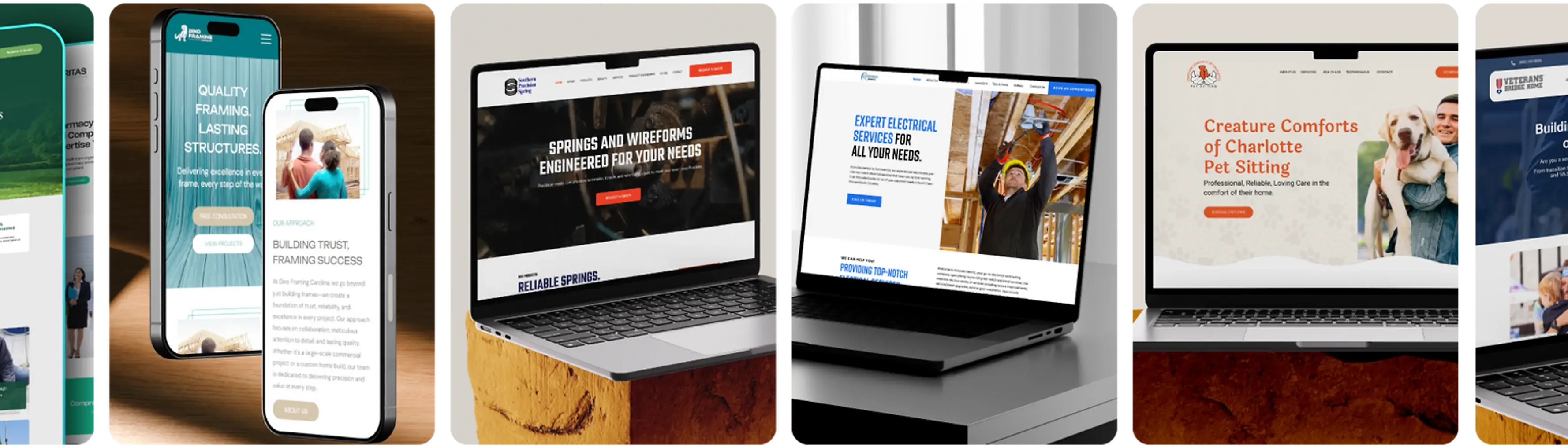 Website designs by Next Wave Services shown on laptops