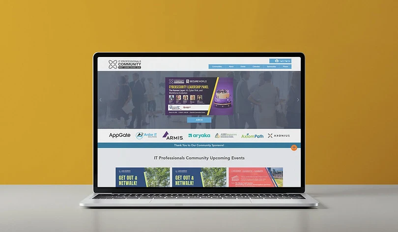 IT Professionals Community website on a laptop