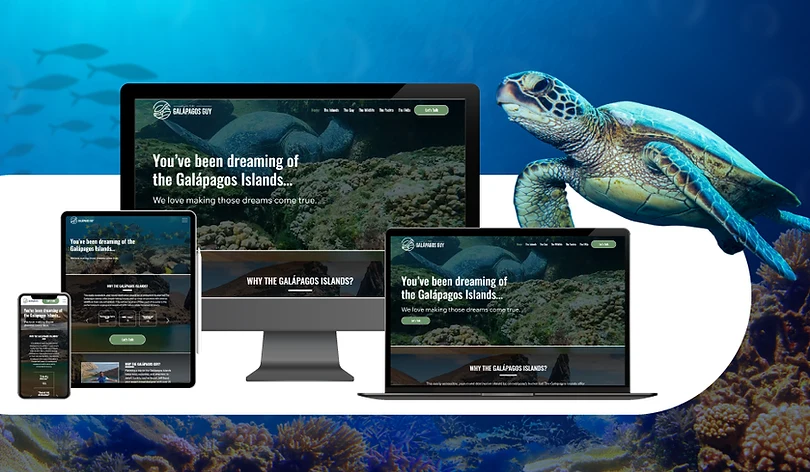 The Galapagos Guy website on laptop, tablet and phone