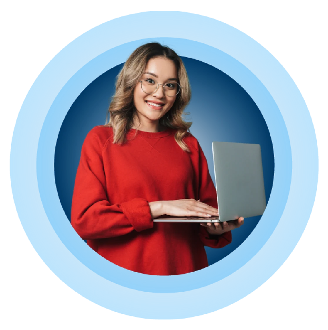 Woman holding a laptop